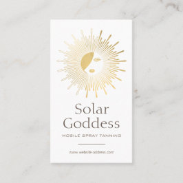 Gold Sun Goddess Girl Spray Tanning Salon Logo I Visitenkarte