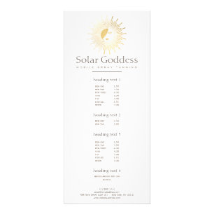 Gold Sun Goddess Girl Spray Tanning Salon Werbekarte