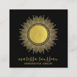 Gold Sun Imitate Foil Mandala Black Juwelier Desig Quadratische Visitenkarte
