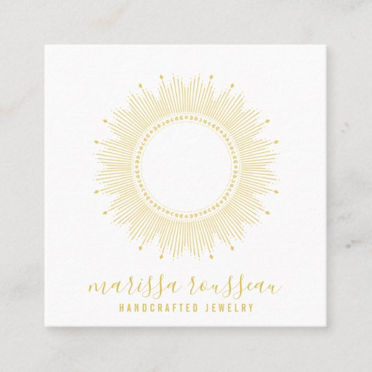 Gold Sun Imitate Foil Mandala Juwelier Designer Quadratische Visitenkarte (Vorderseite)