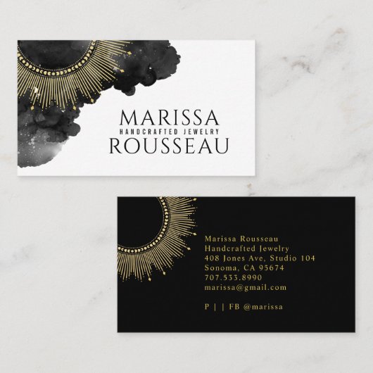 Gold Sun Imitate Foil Mandala Juwelier Designer Visitenkarte (Vorne/Hinten)