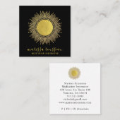 Gold Sun Mandala Black Meditation Instructor Quadratische Visitenkarte (Vorne/Hinten)