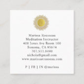 Gold Sun Mandala Black Meditation Instructor Quadratische Visitenkarte (Rückseite)