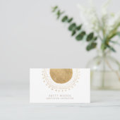 Gold Sun Meditationstrainer Visitenkarte (Stehend Vorderseite)