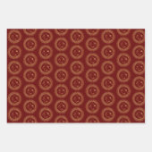 Gold Sun & Moon Faces Celestial Muster Trio Geschenkpapier Set (Vorderseite 3)