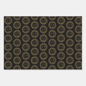 Gold Sun & Moon Faces Celestial Muster Trio Geschenkpapier Set (Vorderseite 2)