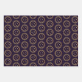 Gold Sun & Moon Faces Celestial Muster Trio Geschenkpapier Set (Vorderseite)