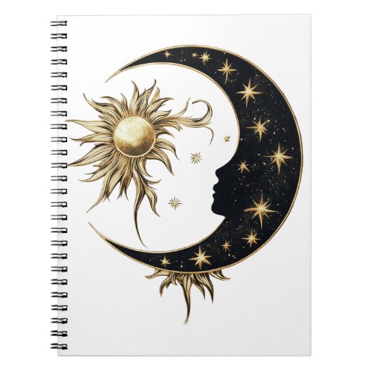 Gold Sun & Moon Notebook Notizblock (Vorderseite)