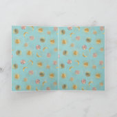 Gold Sun Moon Planets Space Blue Illustration Feiertagskarte (Innenseite)