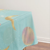 Gold Sun Moon Planets Space Blue Illustration Tischdecke (Beispiel)