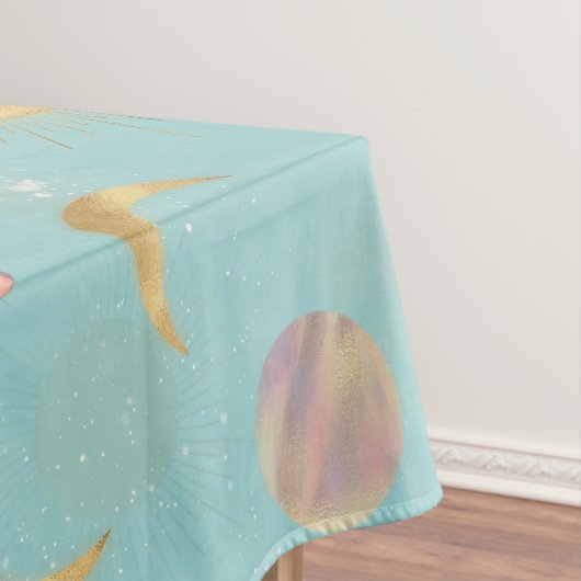 Gold Sun Moon Planets Space Blue Illustration Tischdecke (Beispiel)