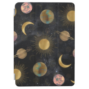 Gold Sun Moon Planets Space Illustration iPad Air Hülle