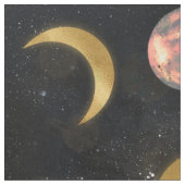 Gold Sun Moon Planets Space Illustration Stoff (Nahaufnahme)