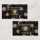 Gold Sun Moon Planets Space Illustration Visitenkarte (Vorne/Hinten)