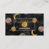 Gold Sun Moon Planets Space Illustration Visitenkarte (Vorderseite)