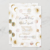 Gold Sun Moon Planets Space White Illustration Einladung (Vorne/Hinten)