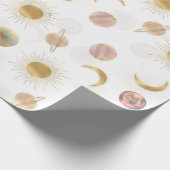 Gold Sun Moon Planets Space White Illustration Geschenkpapier (Ecke)