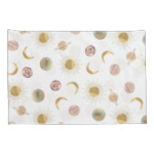 Gold Sun Moon Planets Space White Illustration Kissenbezug (Rückseite-Rechts)