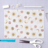 Gold Sun Moon Planets Space White Illustration Seidenpapier (Handwerk)