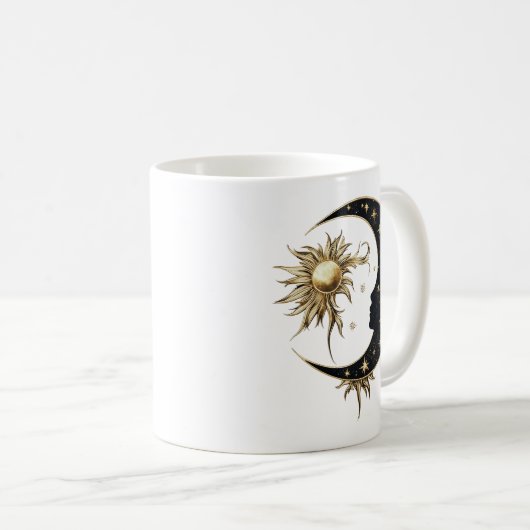 Gold Sun & Moon Tasse (VorderseiteRechts)