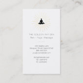 *~* Gold Sun Rays Meditation Man Yoga Pose Visitenkarte (Rückseite)