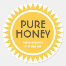 Gold Sun Round Honey Jar Label