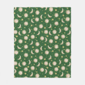Gold Sun und Mond auf Forest Green Fleecedecke (Vorderseite)