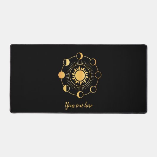 Gold Sun- und Mondphasen anpassbar Schreibtischunterlage (Vorderseite)