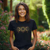 Gold Sun- und Moon-Design T-Shirt