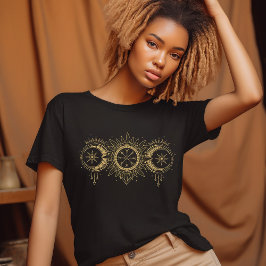 Gold Sun- und Moon-Design T-Shirt