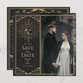 Gold Sun und Moon Tarot Card Foto Save the Date Einladung