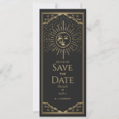 Gold Sun- und MoonTarot-Karte Save the Date Einladung (Vorderseite)