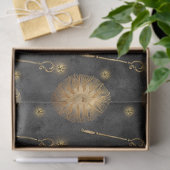 Gold Sun und Scepter Muster auf Black Decoupage Seidenpapier (Geschenk)