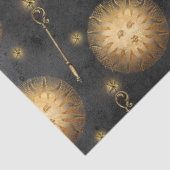 Gold Sun und Scepter Muster auf Black Decoupage Seidenpapier (Detail)