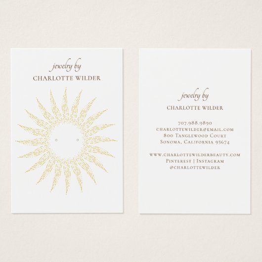 Gold Sunburst Circle Earring Display Card (Vorne & Hinten)