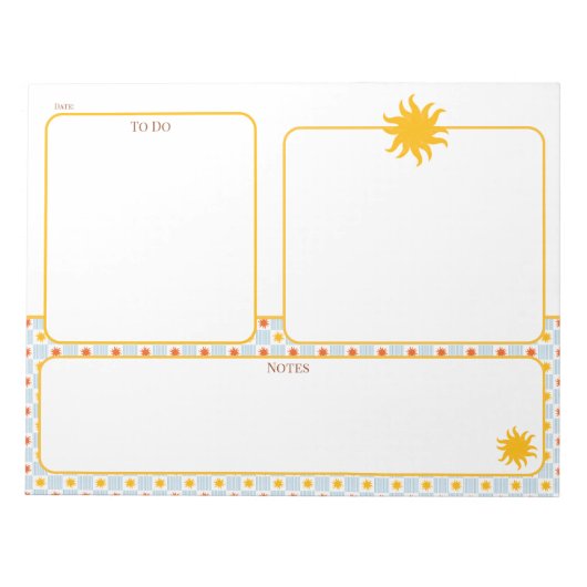 Gold Sunburst To Do Notes Planner Pad Notizblock (Vorderseite)