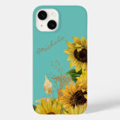 Gold Sunflower Bouquet auf Sky Blue Case-Mate iPhone Hülle (Rückseite)