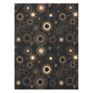 Gold suns grafisches Muster auf schwarz Tischdecke