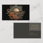 Gold Sunset Landscape and Copper Rose Floral Visitenkarte (Vorne/Hinten)