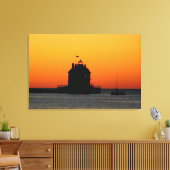 Gold Sunset Lighthouse Canvas Print Leinwanddruck (Insitu (Wohnzimmer))