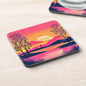 Gold Sunset Over Pink Lake Festival Getränkeuntersetzer (Linke Seite)