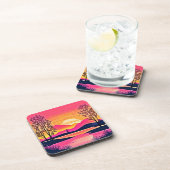 Gold Sunset Over Pink Lake Festival Getränkeuntersetzer (Rechte Seite)