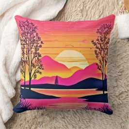 Gold Sunset Over Pink Lake Festival Kissen