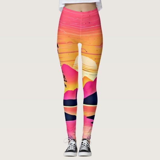 Gold Sunset Over Pink Lake Festival Leggings (Vorderseite)