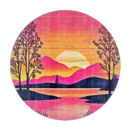 Gold Sunset Over Pink Lake Festival Schneidebrett