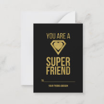 Gold Superheld Friend Classroom Valentine Card