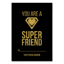 Gold Superheld Friend Classroom Valentine Card Tischnummer