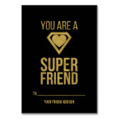 Gold Superheld Friend Classroom Valentine Card Tischnummer (Vorderseite)