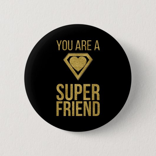 Gold Superheld Friend Valentine Button (Vorderseite)