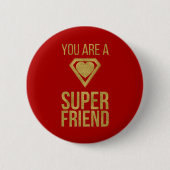 Gold Superheld Friend Valentine Button Red (Vorderseite)